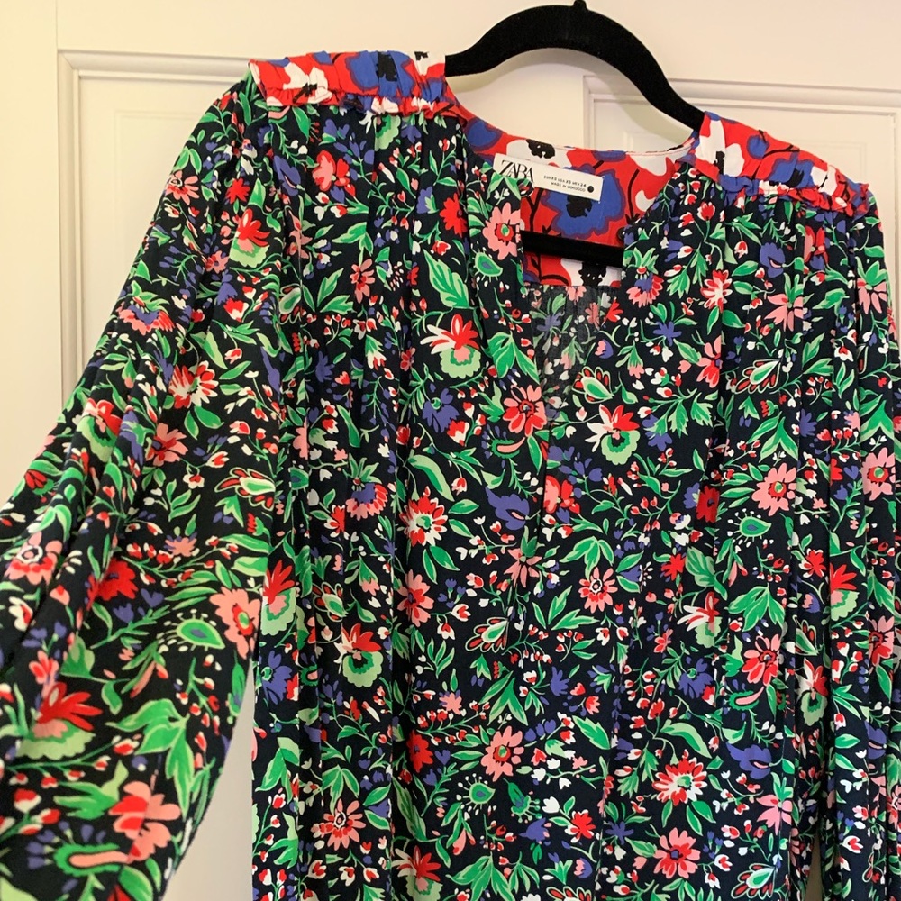 Zara Padded Shoulder Patchwork Blouse - image 2